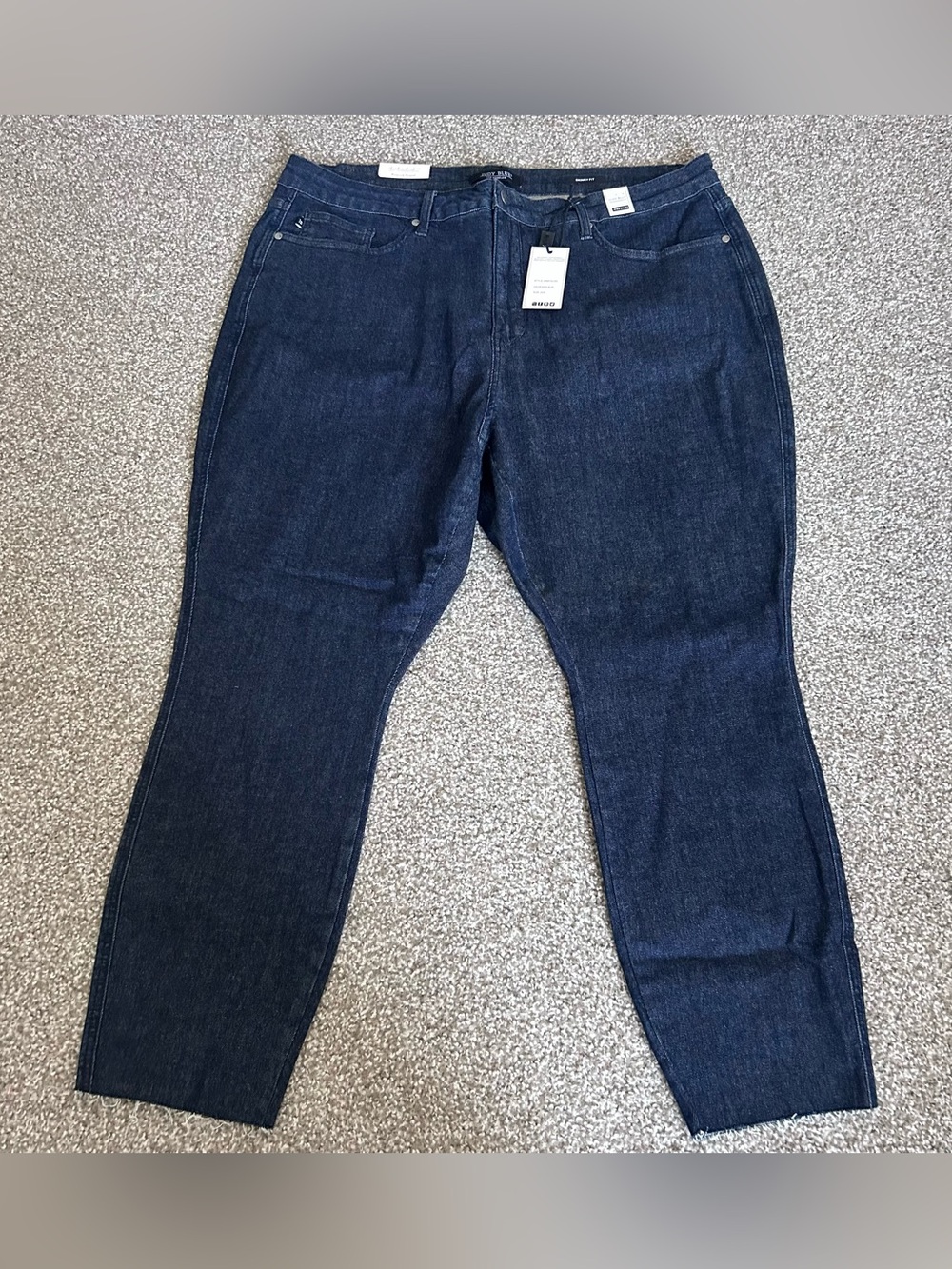 NWT Judy Blue Dark Wash Hi Waist Raw Hem Tummy Control Skinny Jeans Size 24W